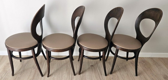 Image 1 of 🪑 Set van 4 Baumann “Seagull” stoelen – gebogen hout