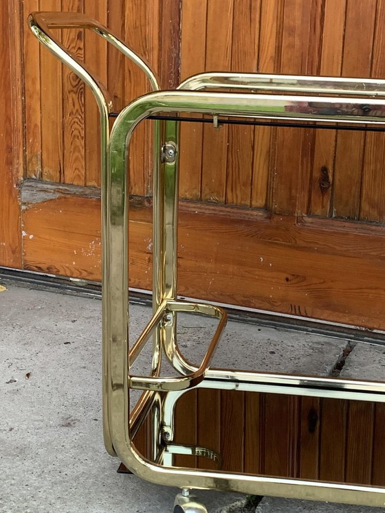 Regency Brass 2-Tier Bar Cart, 1960s – Glass, Vintage (photo 7 of 8)