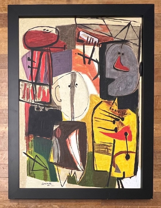 Image 1 of Firmato; Guillaume Corneille Terragrafia su tela Charlie Parker Cobra incorniciato