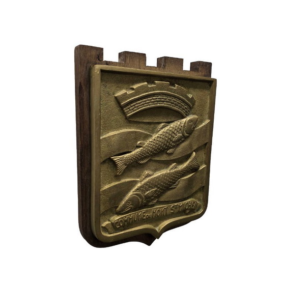 Image 1 of Placa de bronce francesa antigua Commune du Mont St Michel