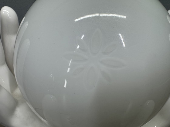 Image 1 of 80s Design Table Lamp With Hands And Glass Sphere
