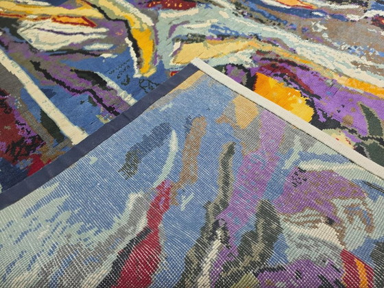 Handgeknüpfter Wollteppich – Inspiriert von der abstrakten Kunst von André Lanskoy, violette Steine, 300 x (photo 8 of 9)
