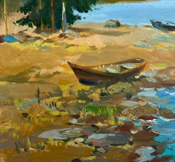 Image 1 of Original Oil Painting Coastal Sea Landscape The call of distant waves