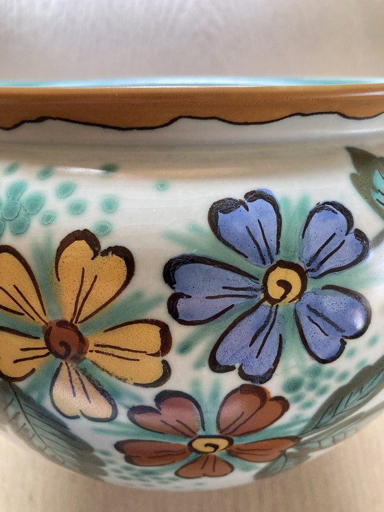 Image 1 of Antieke Gouds plateel bloempot