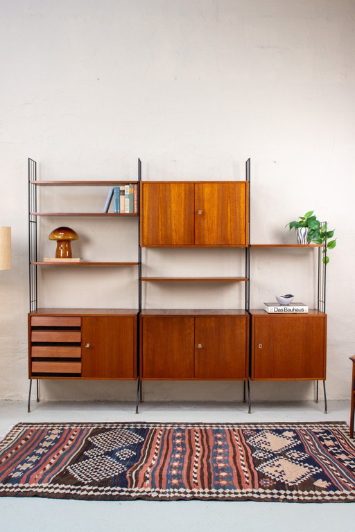 Vintage teak string shelf sideboard highboard 60s