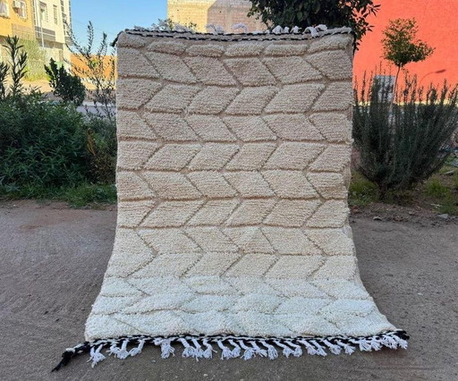 Alfombra de lana pura hecha a mano, artesanía tradicional, tamaño 250 x 150 cm.