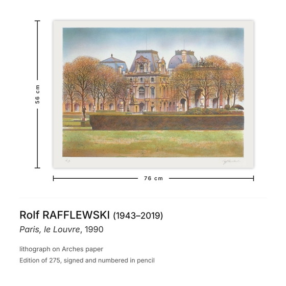 Image 1 of Rolf RAFFLEWSKI Paris, le Louvre Lithographie signée 1990