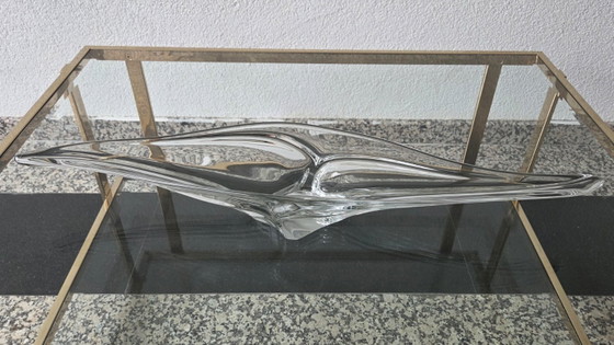 Image 1 of Zeer grote Mid-Century glazen schaal (66cm) – Art Vannes (gemerkt)