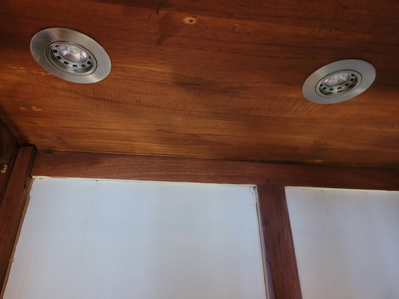 Image 1 of Vetrina angolare in TEAK/TECK con faretti LED (p = 50cm e h = 210cm)