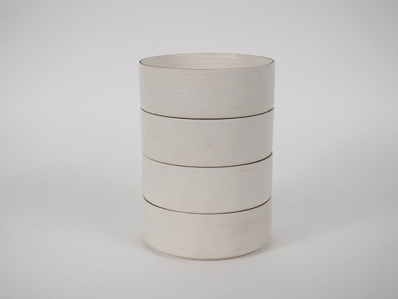 Image 1 of x4 Ciotole Vintage Franco Pozzi - Ceramica bianca con finiture nere