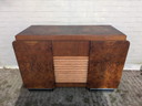 Magnifique meuble Art déco des années 1940 en loupe de noyer – Meuble bar/multimédia polyvalent
