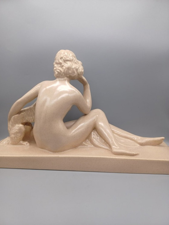 Image 1 of Statue sculpture en céramique beige signée par Charles Lemanceau 