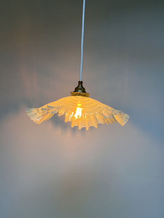 Image 1 of Sfeervolle, lichtgroene vintage hanglamp, vermoedelijk Frans
