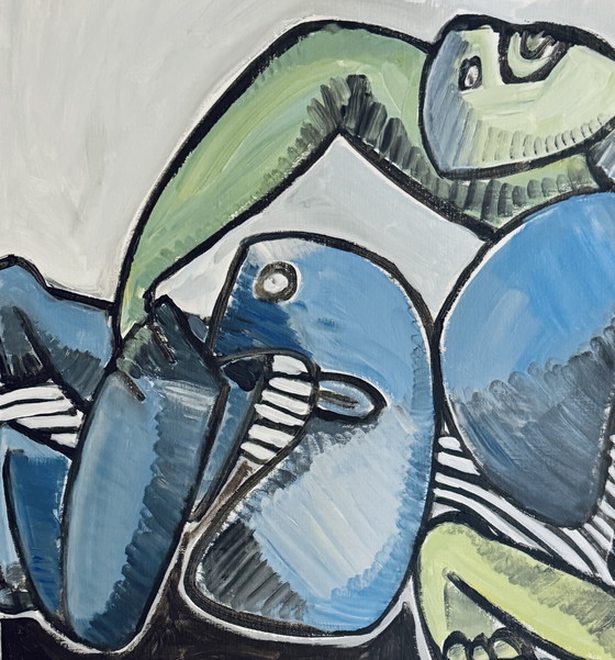 Image 1 of Gundi Falk (1966) Cubist Embrace - Large painting on canvas