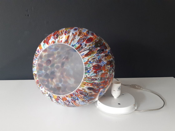 Image 1 of Imposante XL Ilu di Vetro glazen vloerlamp met bonte kleuren en motieven, Millefiori lamp, vintage glazen kleurrijke egg lamp
