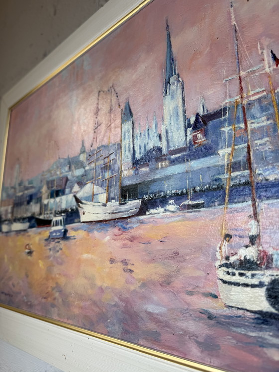 Image 1 of Dipinto ad olio marino nei toni del rosa