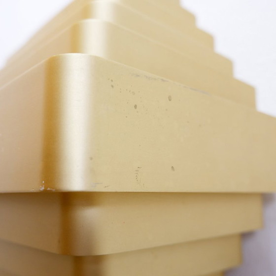 Image 1 of Paar vergoldete Aluminium-Wandleuchten von Jules Wabbes - 2 Paare verfügbar (2)