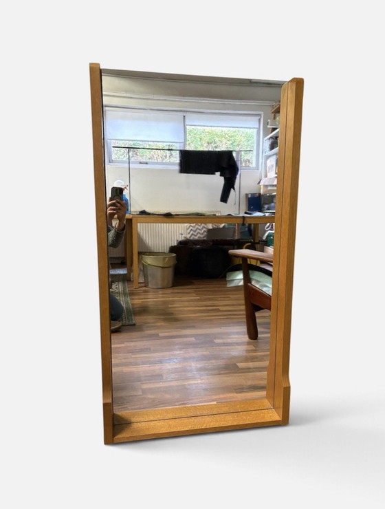 Grote vintage spiegel, Glas, Hout, Bruin (foto 2 van 7)