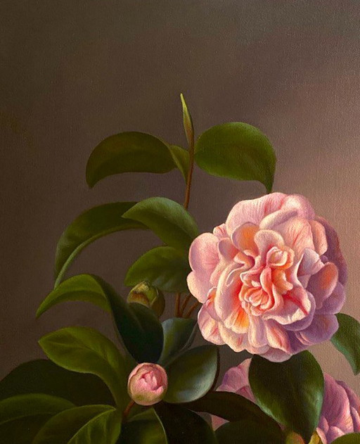 Original Oil Painting Camellia Flower – schilderijen tekeningen, Canvas (photo 2 of 6)