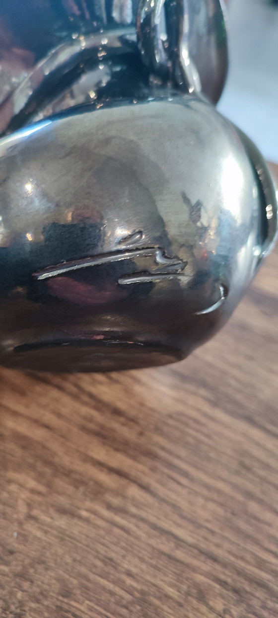 Image 1 of Vaso in ceramica iridescente degli anni '60, firmato