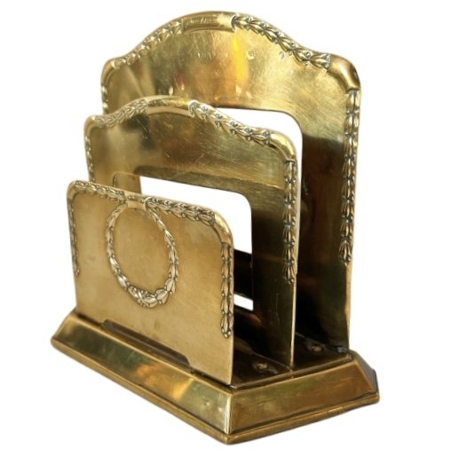 Antiker deutscher Art-Deco-Briefhalter aus Messing, 1920er Jahre