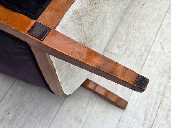 Image 1 of 1950s, Danish art deco 2-seater sofa, ash wood, furniture velour.