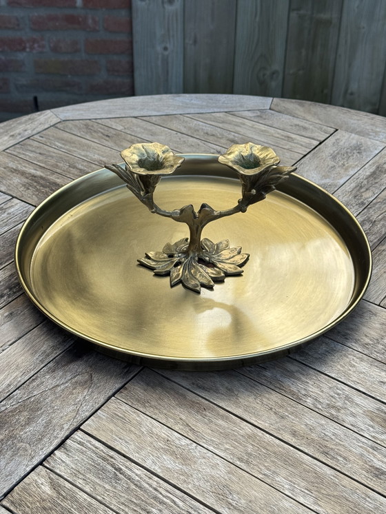 Image 1 of 🕯️ Bronzen Art Nouveau tweearmskandelaar | handgegoten, massief, authentieke patina | 1890–1920