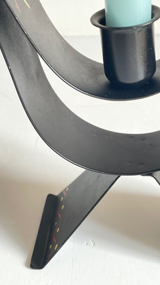 Image 1 of BOUGEOIR Métal Forme Coq Suède VINTAGE