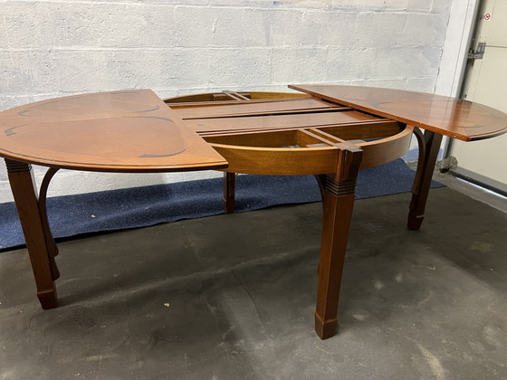 Image 1 of Schuitema Art Nouveau dining table with wicker tops