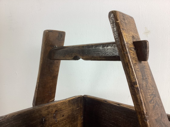 Image 1 of Vintage jaren dertig houten rijst mand kist 
