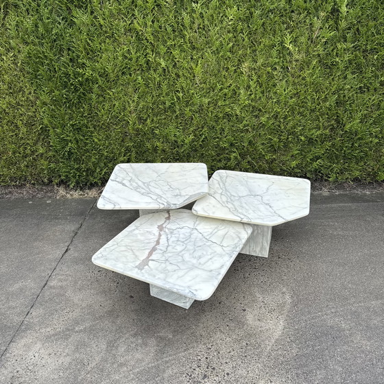 Image 1 of Set salontafels in Bianco Carrara marmer