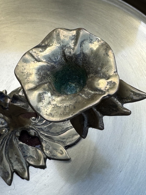 Image 1 of 🕯️ Bronzen Art Nouveau tweearmskandelaar | handgegoten, massief, authentieke patina | 1890–1920