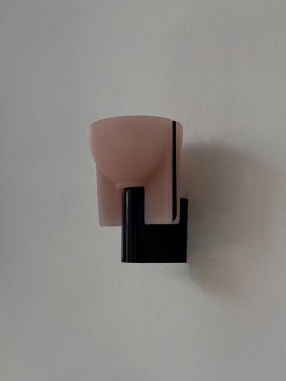 Image 1 of Applique vintage, metallo cromato e vetro sabbiato stampato e pressato, Italia, 1980