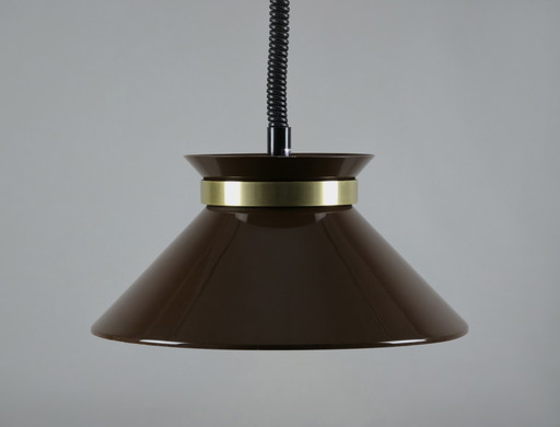 1970s Vintage BELID Type T135 Scandinavian Brown Aluminum Pendant Lamp – Swedish Mid-Century Modern Pendant Light.