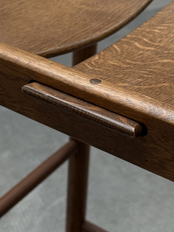 Image 1 of 2x SGABELLI DA BAR IN LEGNO DI ROVERE IN STILE CASSINA MAGISTRETTI