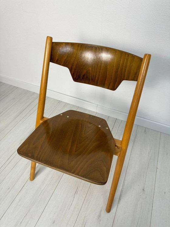Image 1 of Vintage Hiller stapelbare multiplex stoelen, Duitsland, jaren 1950, in de stijl van Egon Eiermann.