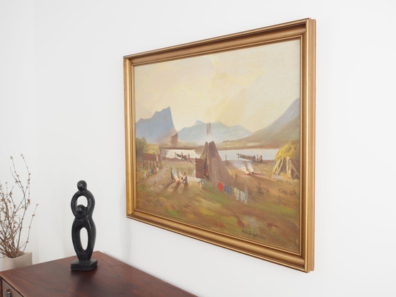 Image 1 of Peinture "The Riverside Camp", design scandinave, 19e siècle, par Vilhelm Oskar Engström