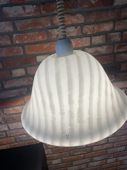 Vintage Glazen Peill Putzler Hanglamp Zebra Glas