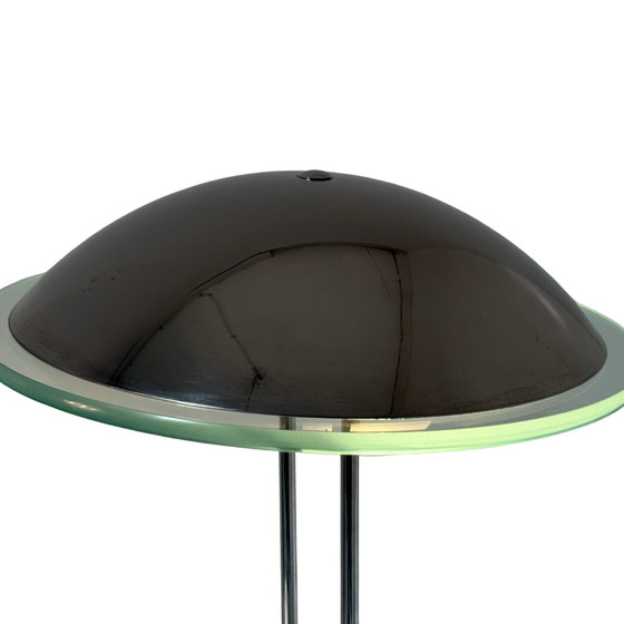 Image 1 of Herda - Vintage Memphis style Desk lamp - Glass and Chrome - Ufo / Mushroom shaped