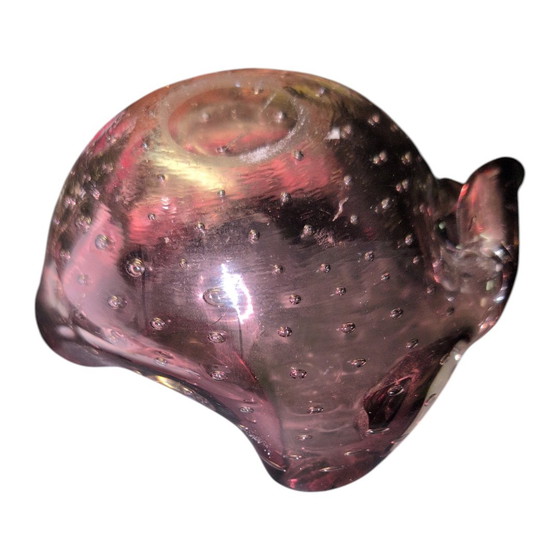 Image 1 of Lila Murano-Glas-Aschenbecher mit Bläschen