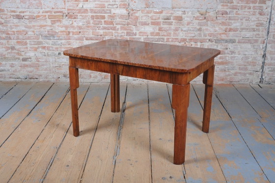 Gerestaureerde uitschuifbare eettafel in art-decostijl, beuken-, sparren- en walnotenhout, Tsjechisch, (photo 13 of 14)