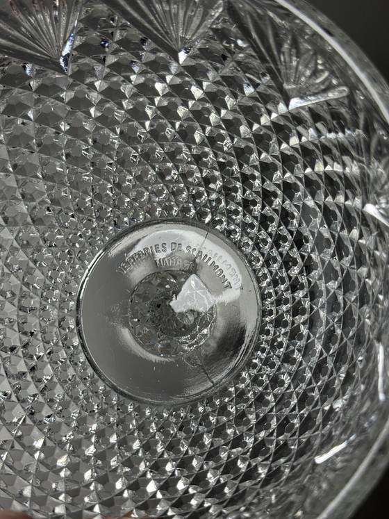 Image 1 of Campana para queso/mantequilla de vidrio prensado estilo Art Déco – Verreries de Scailmont, Bélgica, década de 1930