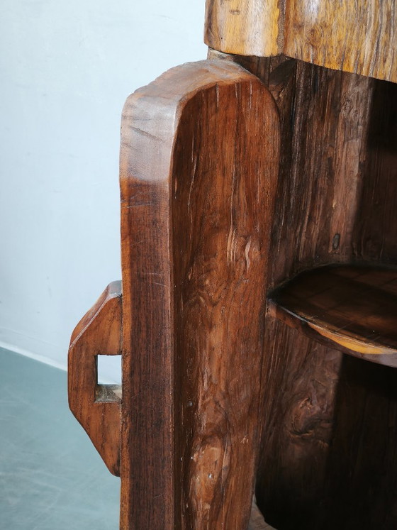 Armoire Sculpturale Brutaliste Française en Bois d'Orme Massif des Années 1960 – Armoires de rangement (photo 7 of 16)