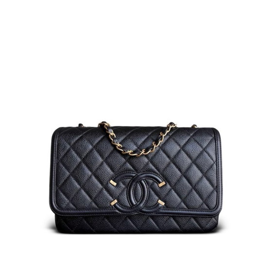 Image 1 of Chanel Filigree CC Medium - 25CM Caviar Quilted Grained Calfskin Black Gold Hardware Series 24
