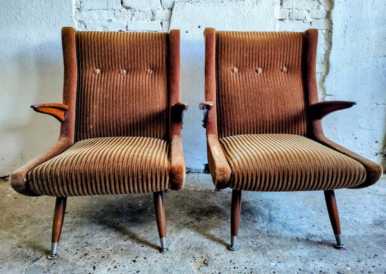 Image 1 of Midcentury Set 3-Seater Sofa and Two Armchairs Scandinavian Design