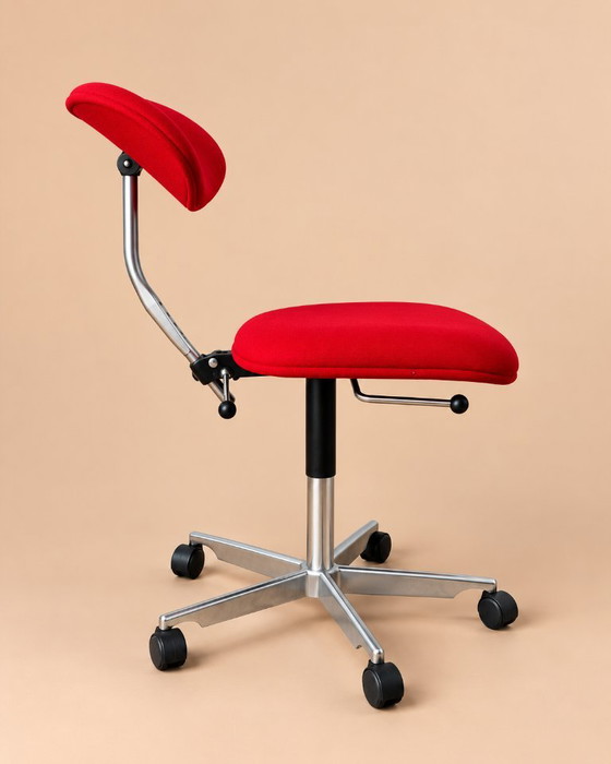 KEVI Design Sedia da ufficio Jørgen Rasmussen-Engelbrechts, Sedie da ufficio, Metallo, Tessile, Rosso (foto 3 di 10)