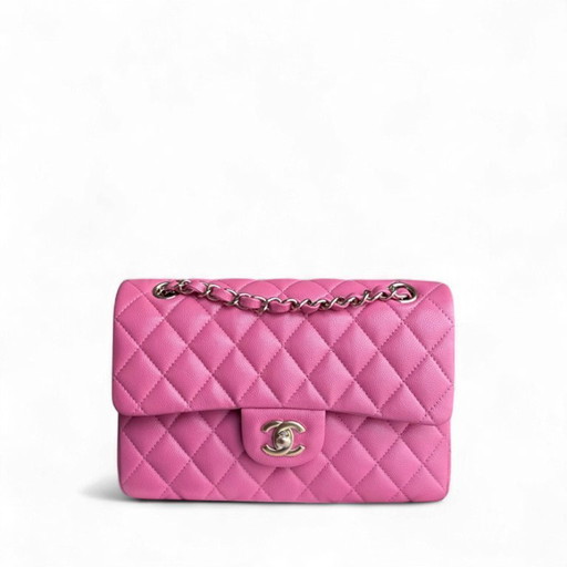 Bolso Chanel Classic Flap pequeño - Caviar 23CM, piel de becerro granulada acolchada, herrajes de oro rosa, Serie 28