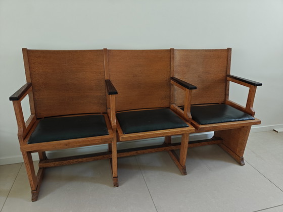 Image 1 of Vintage theaterbankje 'Amsterdamse school' 