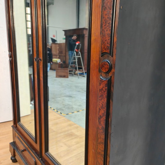 Image 1 of Vintage antieke kledingkast garderobekast kleerkast spiegelkast demontabel