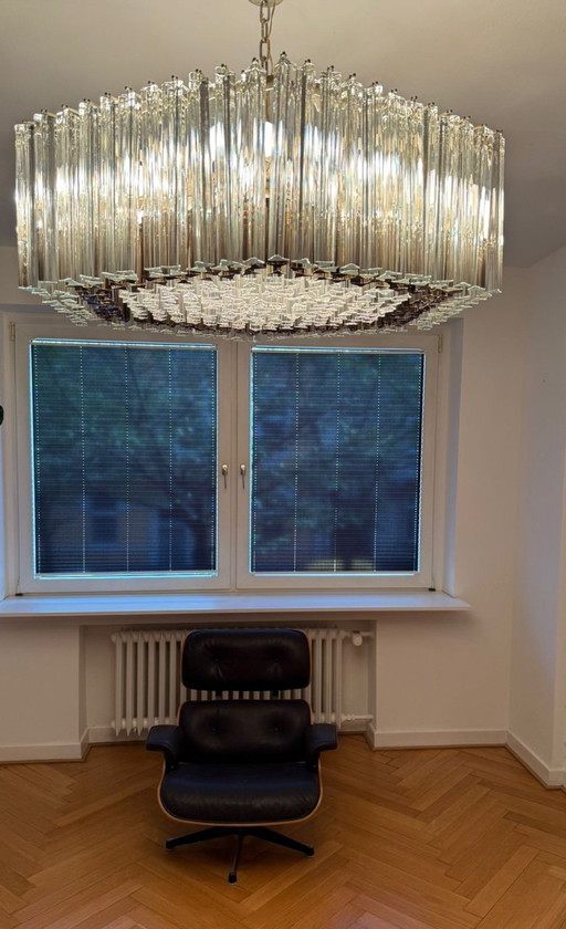 Lustre opulent de Paolo Venini pour Vivarini, verre de Murano/verre prismatique, Italie, années 1970, fabrication sur mesure